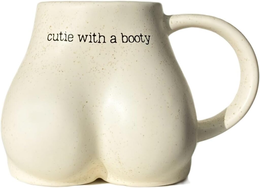 Butt Funny Coffee Mug for Women  Friend, Cute Novelty Gifts Butt Shaped 3d Cup, Ceramic Cream Bum Cheeks Booty Mug, Feminine Female Body Mug Vase, Nice Butt Valentines Gift, 12oz (Cream)