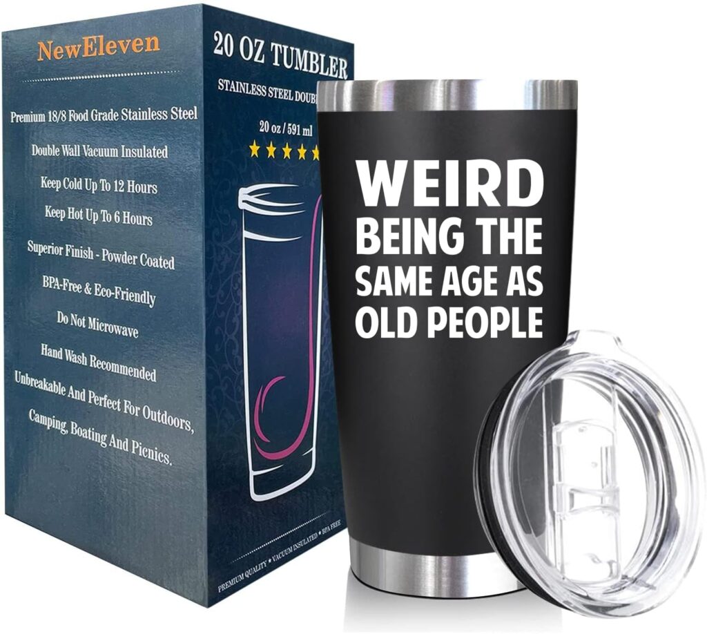 NewEleven Gifts For Men, Women - Funny Gag Gifts Ideas For Dad, Mom, Grandpa, Grandma, Husband, Wife, Uncle, Him - 40th 50th 60th 70th 80th Birthday Gifts For Men Women – 20 Oz Tumbler