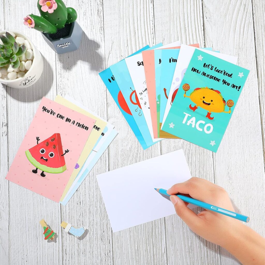 Outus 60 Pieces Funny Pun Postcards Pun Cards Hilarious Animals and Food Cartoon Greeting Cards Punny Postcards for Friends, Kids, Students, and More