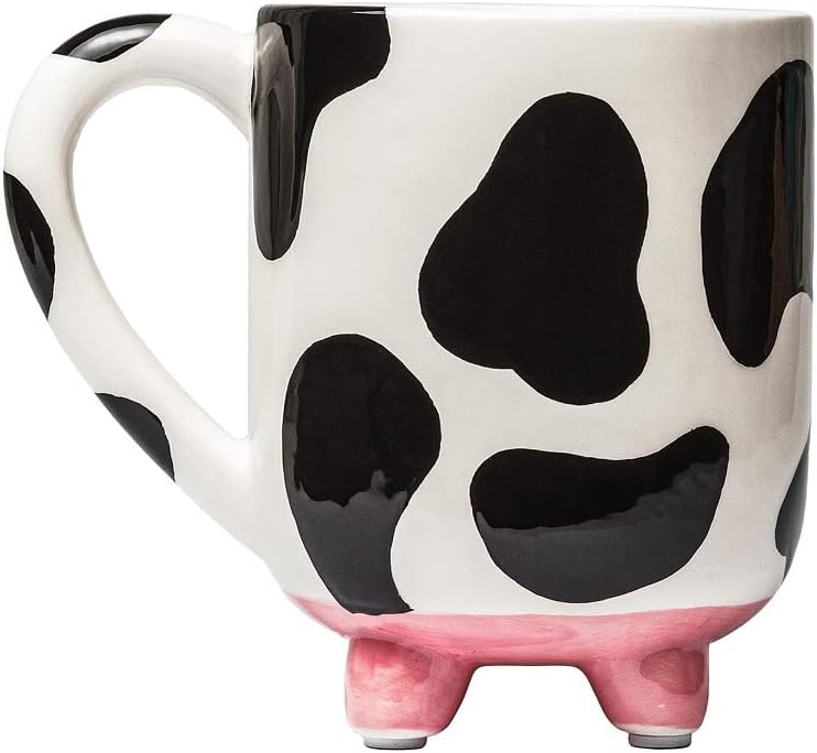 SWEETLO Cow Coffee Mug Cow Stuff 15oz Ceramic Cow Cup - Cow Mug with Udders - Cow Print Cups - Weird Milk Cow Mugs with Udders Cow Print Cup Gifts for Women - Taza de Vaca Cow Lover Gifts