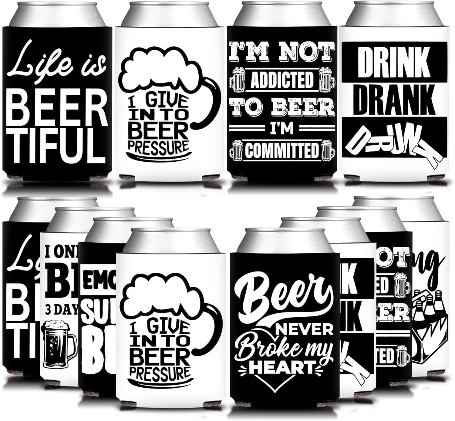 12 Pcs Beer Theme Party Can Coolers Review