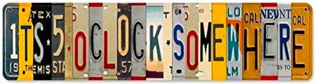 Bar Signs For Bar Decor Its 5 OClock Somewhere Sign,Funny Vintage Bar Accessories Drinking Signs Gifts for Men,16 x 4 Inches