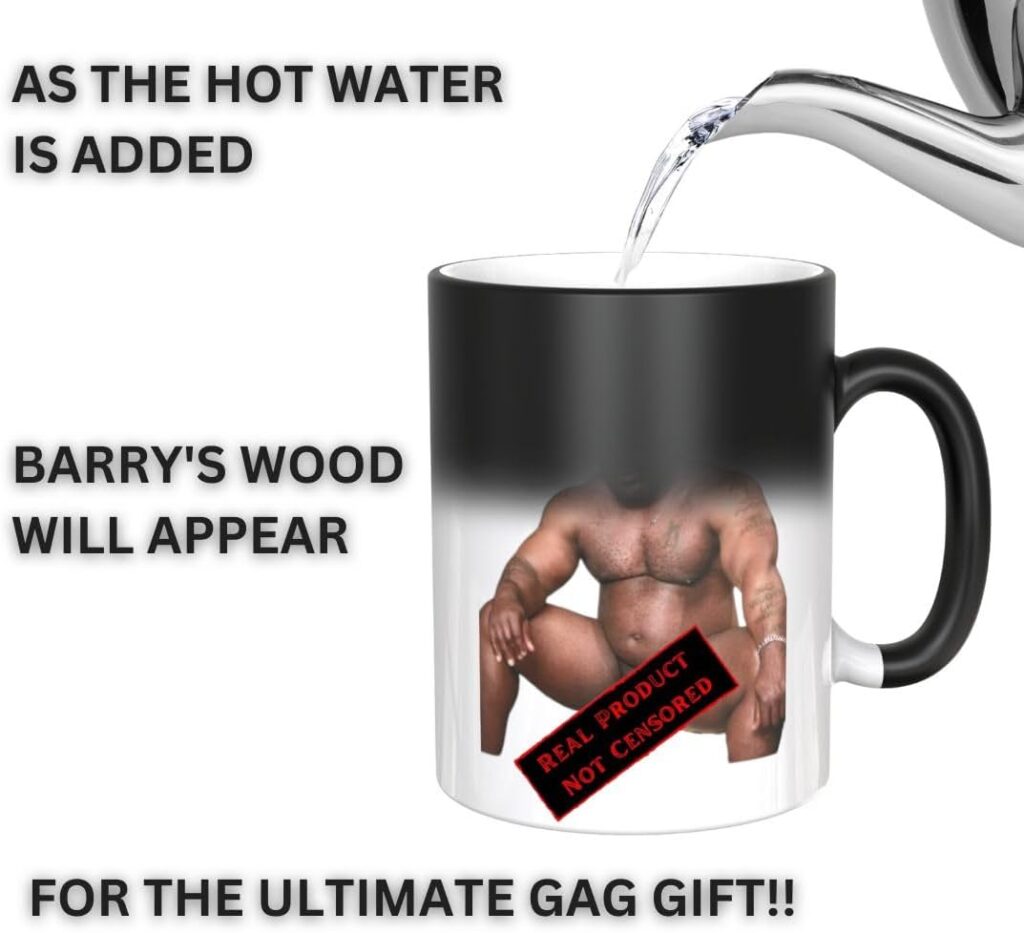 Barry Wood Sitting On Bed Meme Mug - Funny Rude Mug - Message Appears as it Heats - Perfect Novelty Gag Gift - Office Joke - Funny Gifts - White Elephant Gifts (Barry)