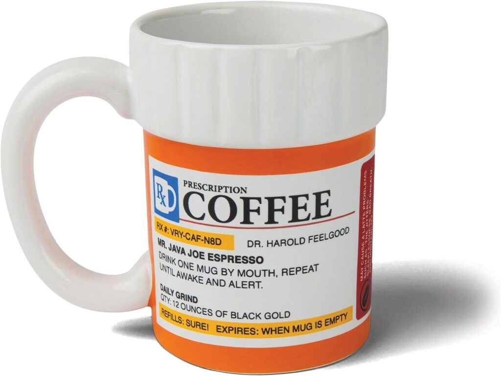 BigMouth Inc. Prescription Coffee Mug - Large Funny Prescription Coffee Cup - Unique Pharmacy Gifts - Hilarious Novelty and Gag Gifts for Doctor - Dishwasher-Safe Ceramic Pill Bottle Coffee Cup - 12oz