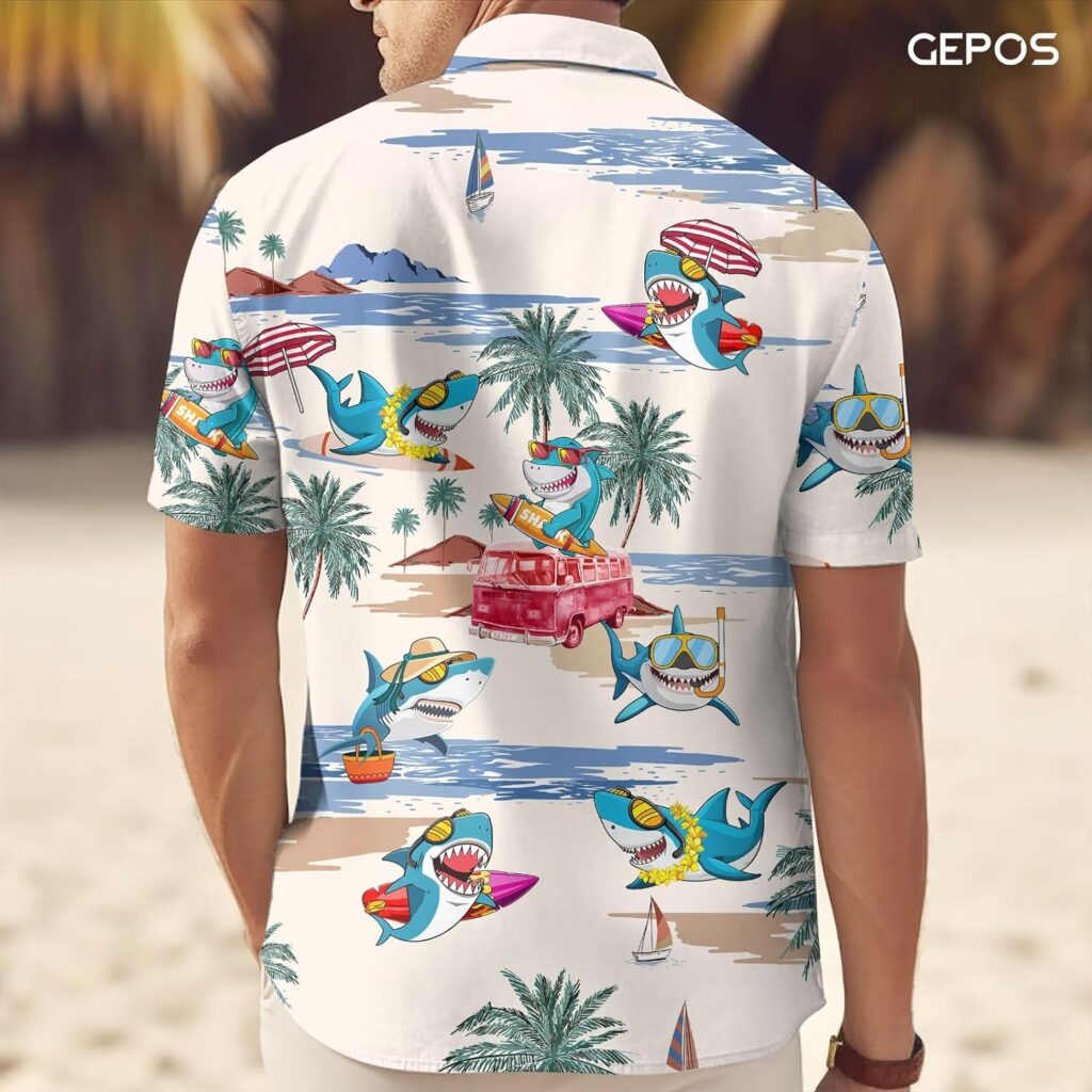 Chicken Print Hawaiian Shirt, Tropical Rooster Casual Button Shirt, Summer Gifts, Birthday Gifts