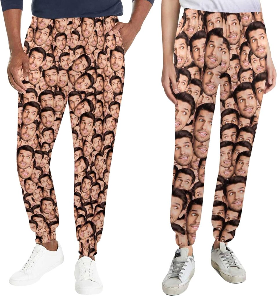 Custom Sweatpants with Face Picture Personalized Novelty Jogger Pants Funny Trousers Gift for Men Women Couple (XS-5XL)