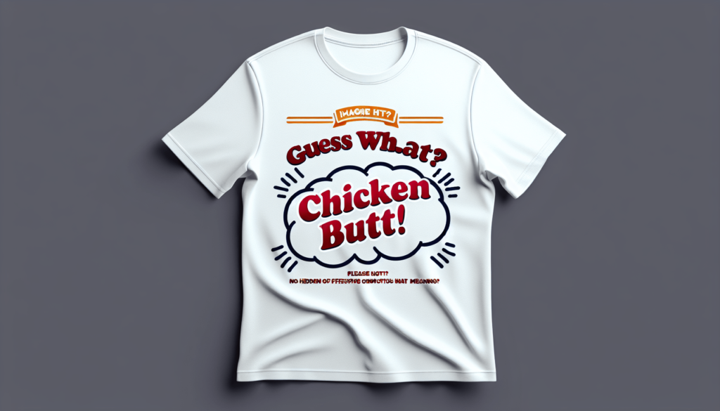 Funny Guess What? Chicken Butt! White Design T-Shirts T-Shirt