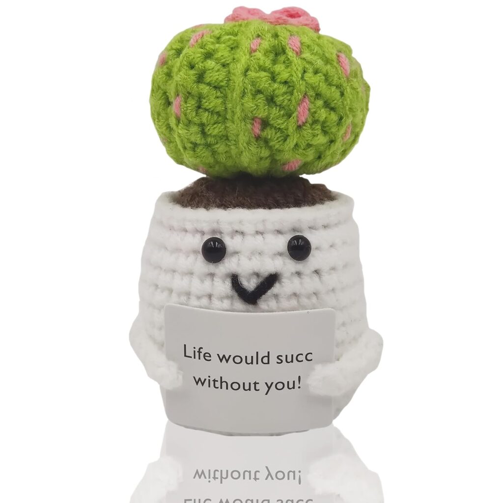 Handmade Mini Funny Positive Emotional Support Pickle, Cute Stuff Funny Knitted Wool Handwoven Ornaments Christmas Crochet Gifts Under 10 Dollars for Woman Coworkers Friend Family 4.27inch (style-21)