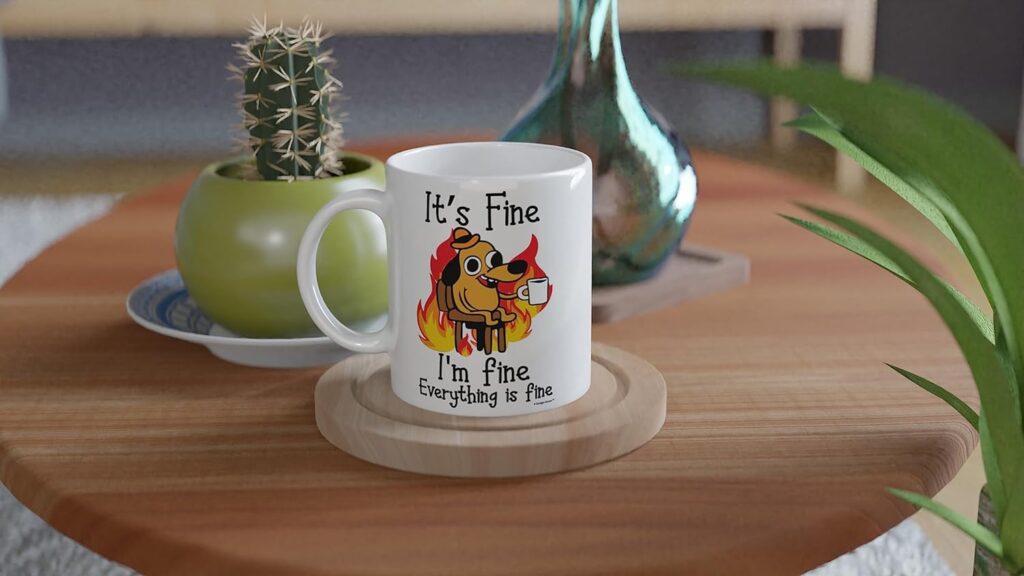 Its Fine Funny Coffee Mug, Funny Gifts for Women and Men. 11oz Coffe Cup (White)