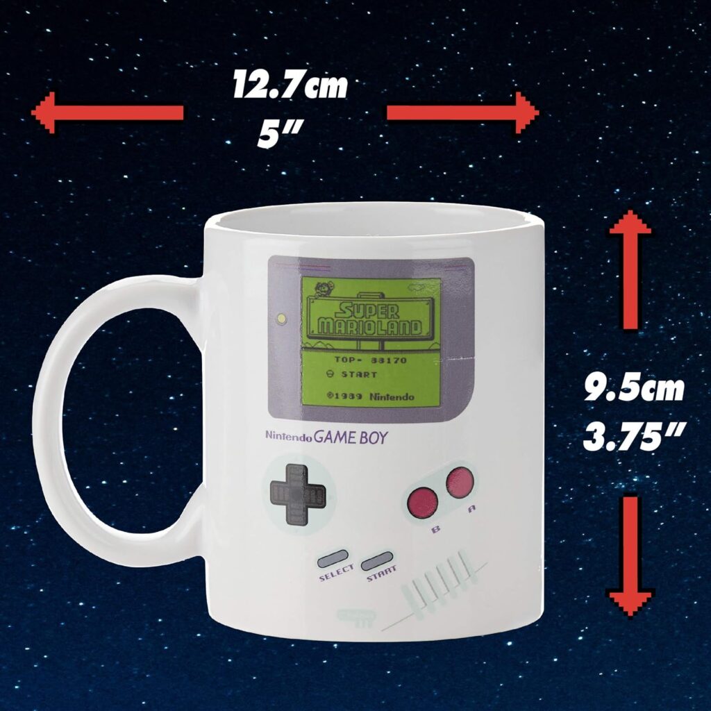 Paladone Gameboy Heat Changing Coffee Mug - Gift for Gamers, Nerds, Nintendo Mario Fans, Men, and Retro 90s Game Enthusiasts - 10 Ounces