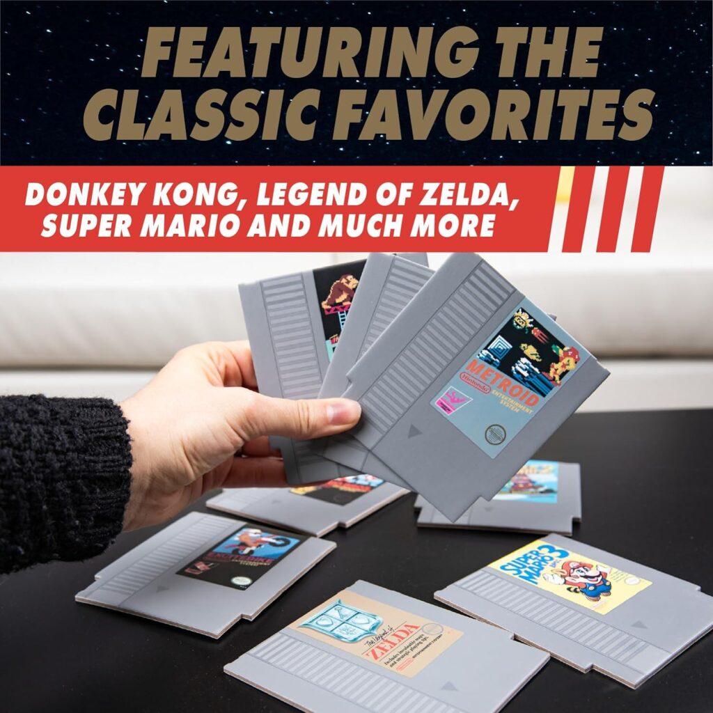 Paladone Nintendo NES Cartridge Retro Drink Coasters for Gamers - Set of 8 - Featuring Donkey Kong, Legend of Zelda, Super Mario, and More Classic Games