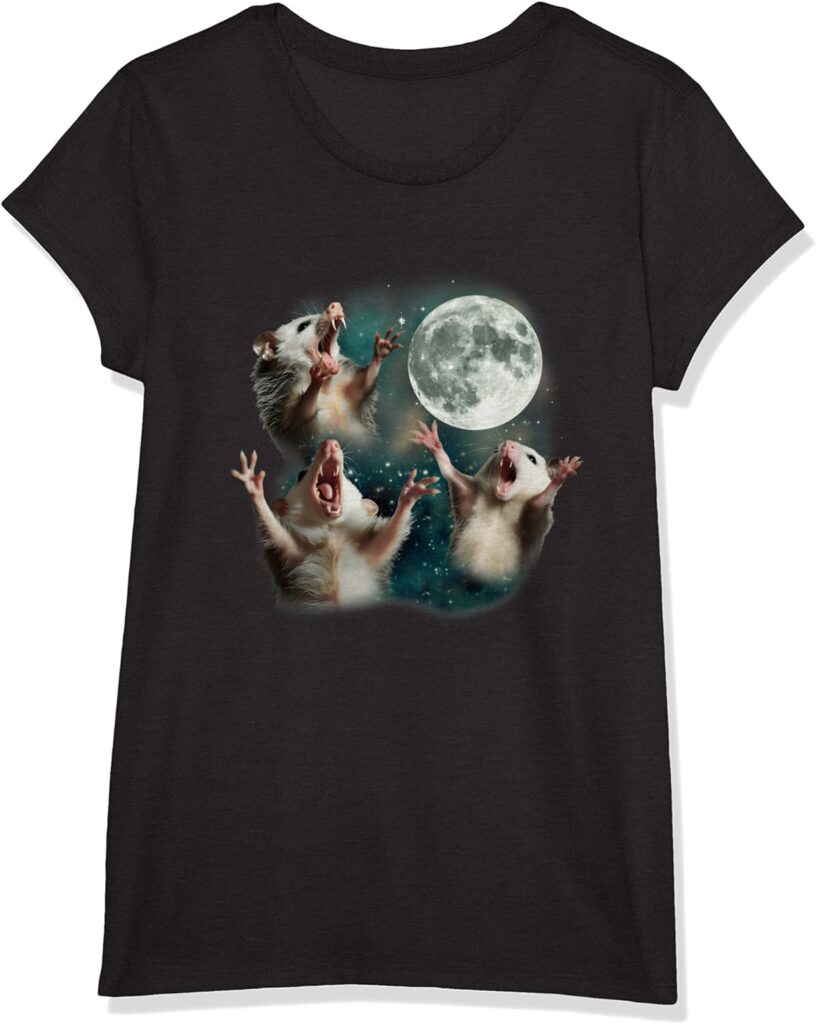 Three Possum Moon | 3 Opossum Funny Weird Cursed Meme T-Shirt